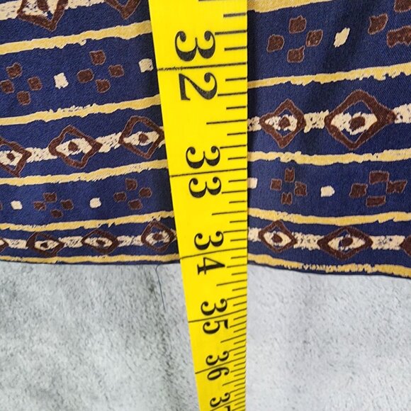 Womens Chaus Vintage Maxi 100% Silk Skirt Brown & Blue Geometric Print Size 14 - Picture 8 of 9